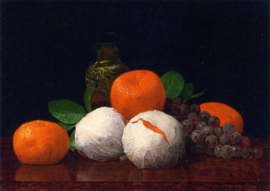 Still Life with Wrapped Tangerines, vintage artwork by William Joseph McCloskey, 12x8" (A4) Poster