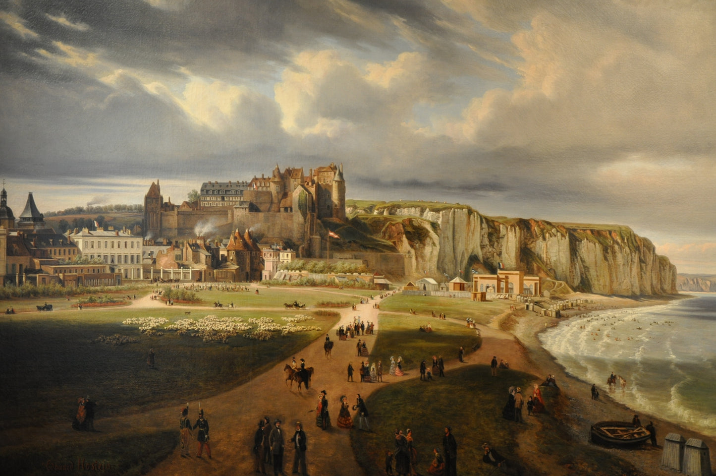 La plage de Dieppe, vintage artwork by Edouard Jean Marie Hostein, A3 (16x12") Poster Print