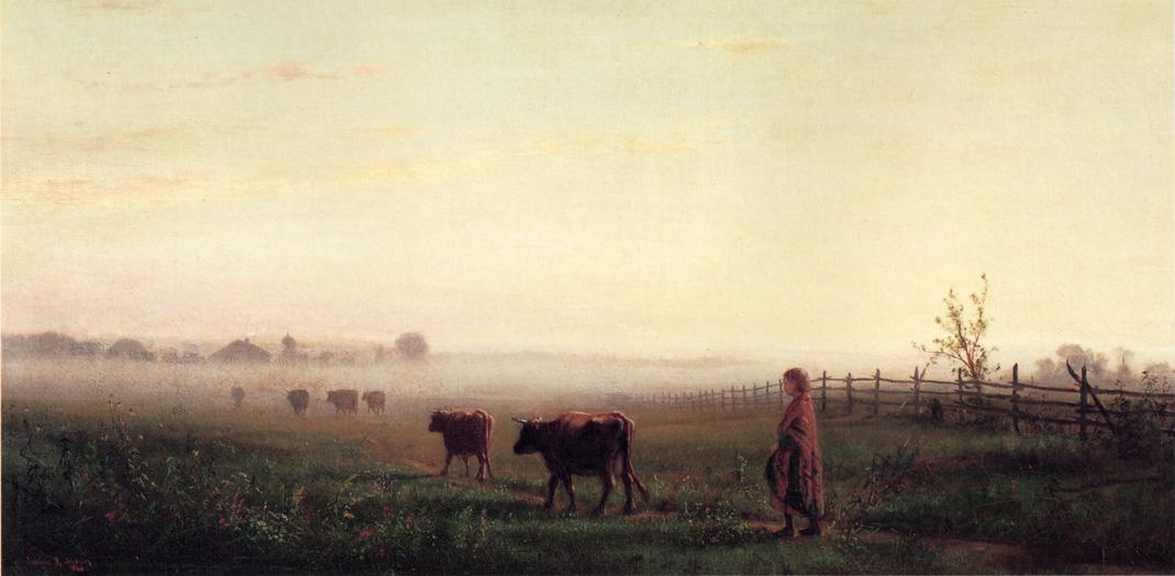 Cool Morning on the Prarie, vintage artwork by Junius R. Sloan, 12x8" (A4) Poster