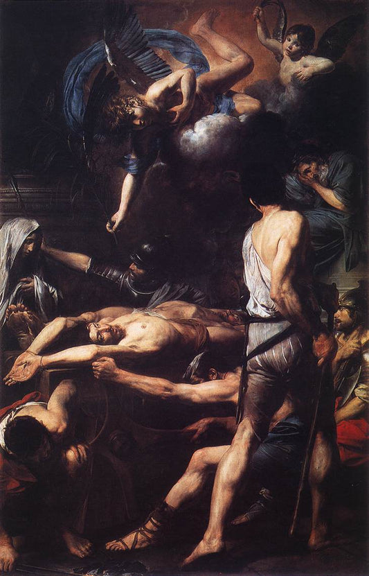 Martyrdom of Saint Processus and Saint Martinian., vintage artwork by Valentin de Boulogne, 12x8" (A4) Poster