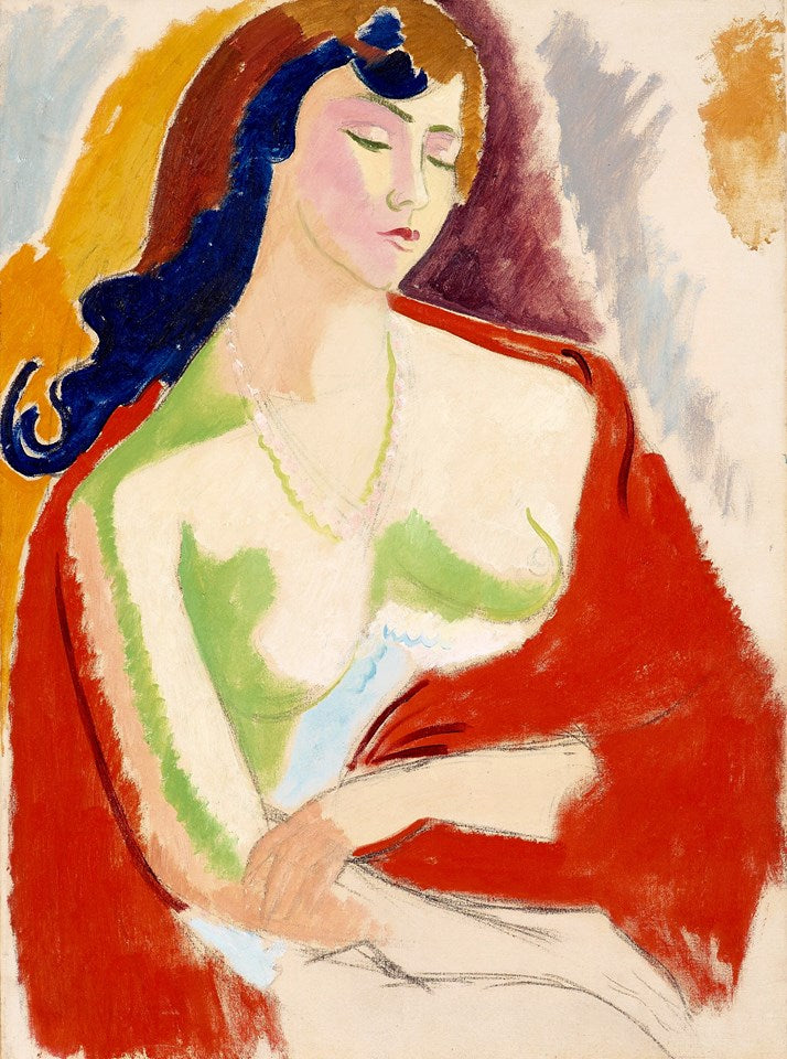 Woman with a shawl, vintage artwork by Isaac Grünewald, 12x8" (A4) Poster
