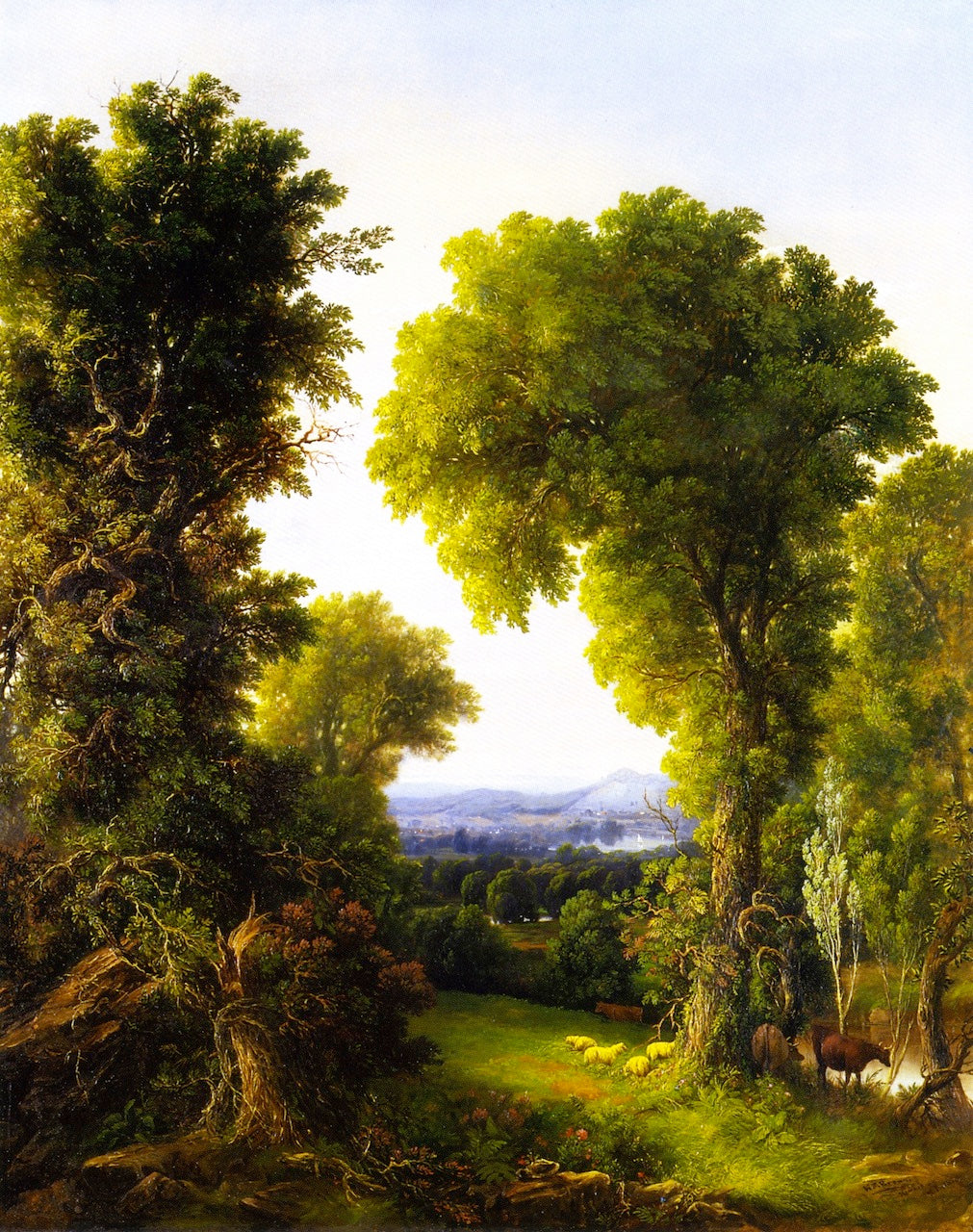River Landscape in Summer, vintage artwork by William Mason Brown, 12x8" (A4) Poster