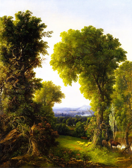 River Landscape in Summer, vintage artwork by William Mason Brown, 12x8" (A4) Poster