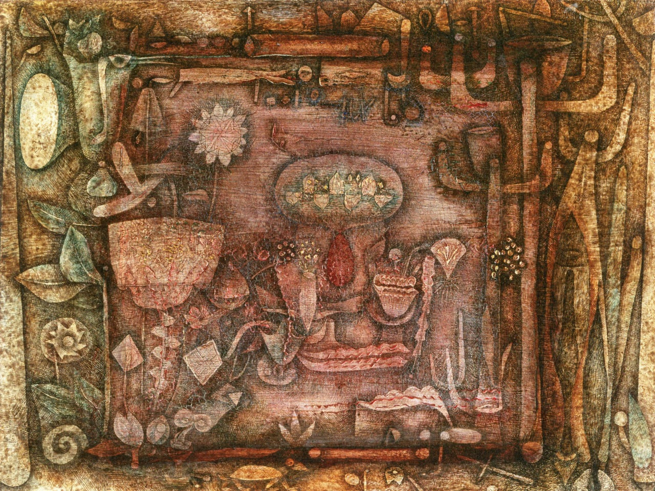 Botanical Theater, vintage artwork by Paul Klee, 12x8" (A4) Poster
