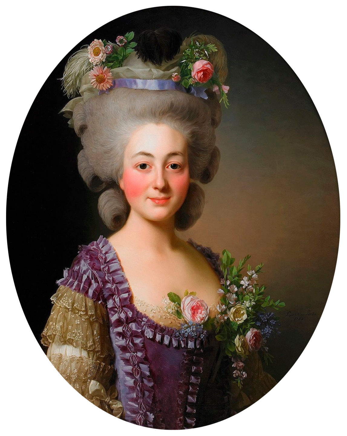 Portrait of Countess de Bavière-Grosberg, vintage artwork by Alexander Roslin, 12x8" (A4) Poster