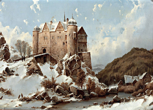 Castle in Winter, vintage artwork by Carl Julius von Leypold, A3 (16x12") Poster Print