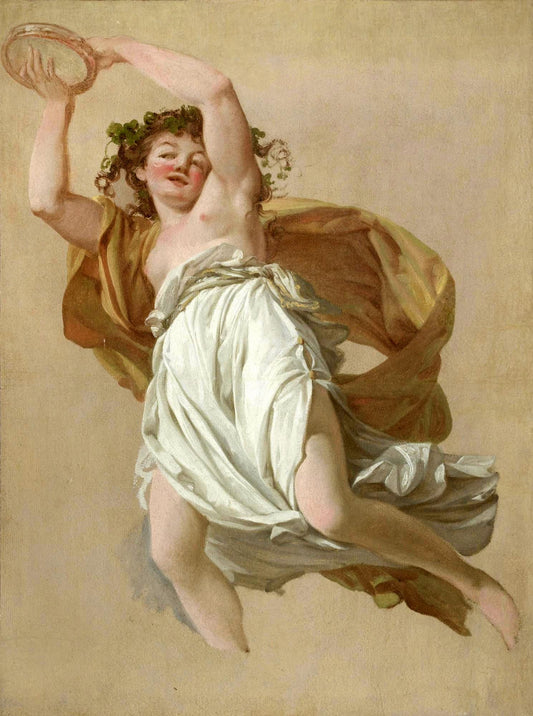 A Bacchante, study for the Triumph of Bacchus, vintage artwork by Hugues Taraval, 12x8" (A4) Poster