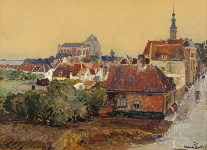 View of Veere, vintage artwork by Hans von Bartels, 12x8" (A4) Poster