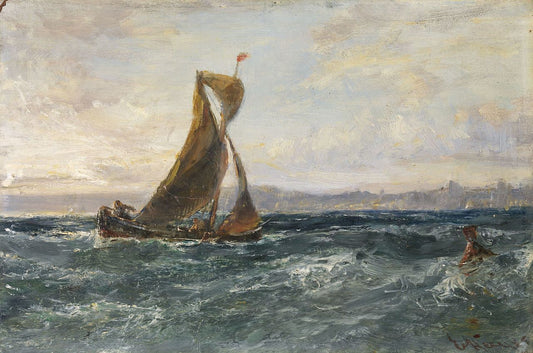 A View of Dublin Bay, vintage artwork by Edwin Hayes RHA RI ROI, A3 (16x12") Poster Print