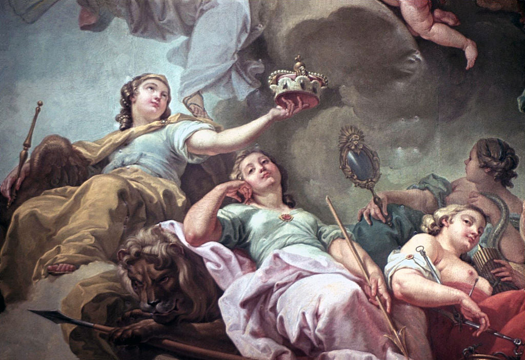 The Elevation of the Great Elector into Olympus (detail), vintage artwork by Charles-Amedee-Philippe Van Loo, 12x8" (A4) Poster