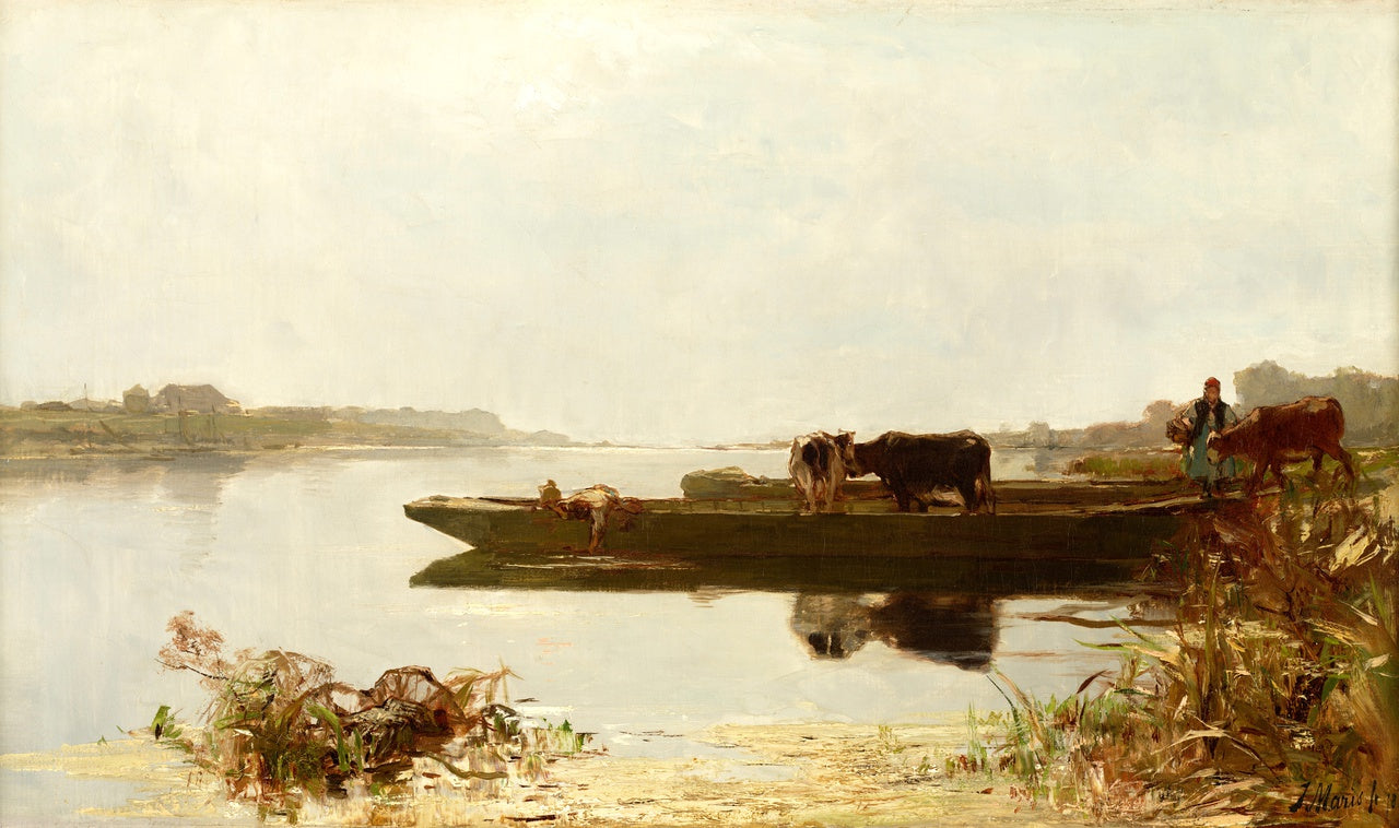 Ferry-boat, vintage artwork by Jacob Maris, 12x8" (A4) Poster