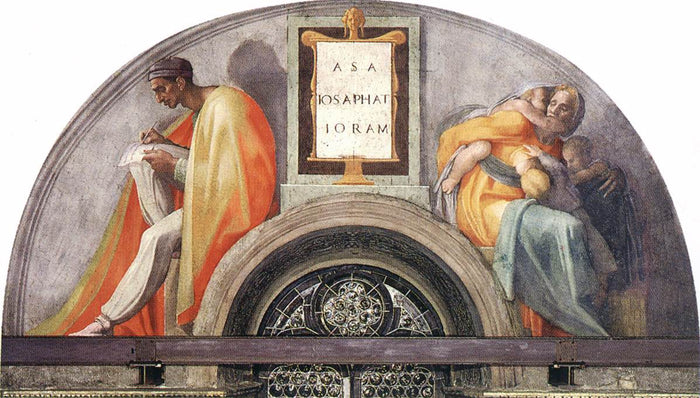 Asa - Jehoshaphat - Joram, vintage artwork by Michelangelo, A3 (16x12