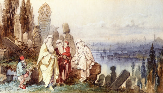 On the Shores of the Golden Horn, vintage artwork by Count Amadeo Preziosi, A3 (16x12") Poster Print