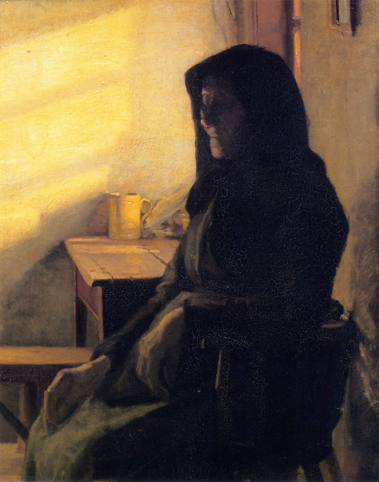 A Blind Woman in Her Room, vintage artwork by Anna Ancher, 12x8" (A4) Poster