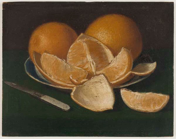 Oranges, Plate and Knife, vintage artwork by Raphaelle Peale, 12x8" (A4) Poster
