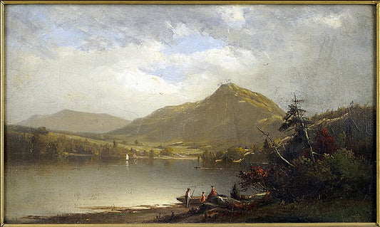 At the Riverside's Edge, vintage artwork by Junius R. Sloan, 12x8" (A4) Poster