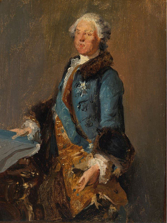 Portrait of Abel-François Poisson, Marquis de Marigny, vintage artwork by Louis Tocque, 12x8" (A4) Poster