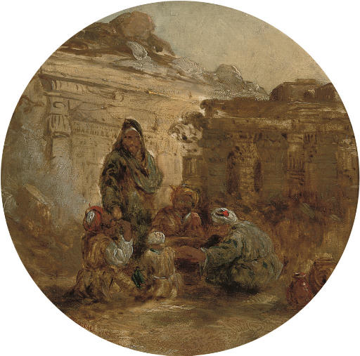 Arabs amongst the Roman Ruins, vintage artwork by Frederick Goodall, A3 (16x12") Poster Print