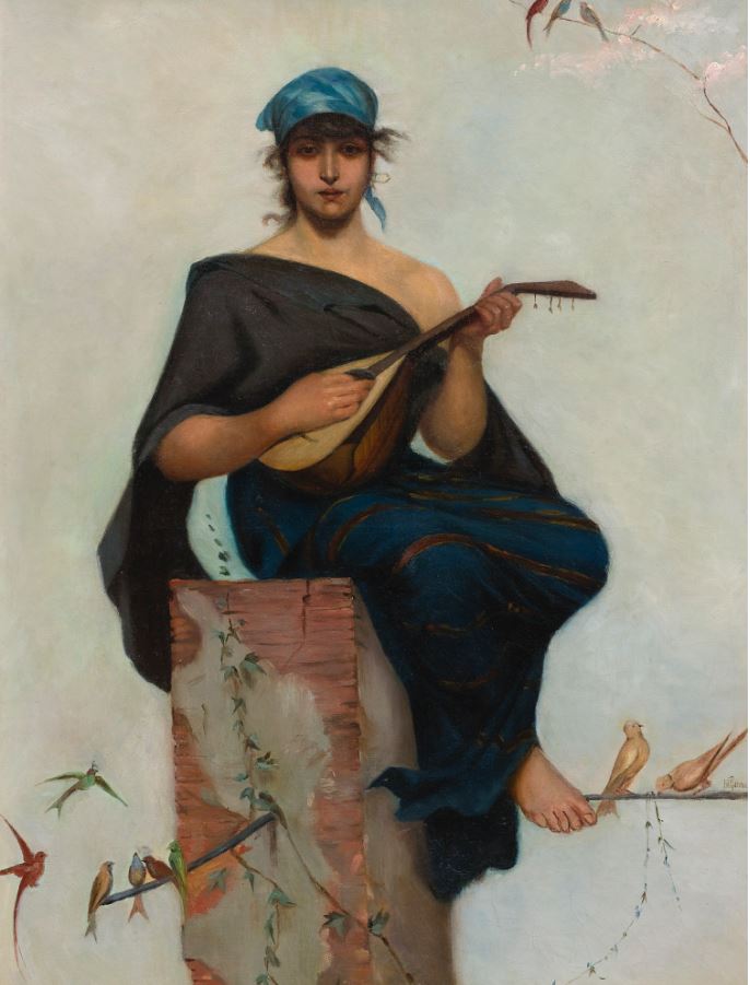 Melody on Spring, vintage artwork by Frederik Henrdik Kaemmerer, 12x8" (A4) Poster