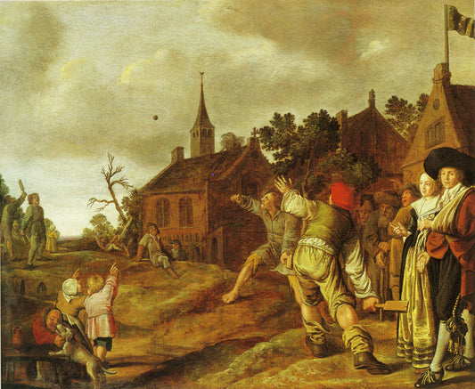 The Ball Player, vintage artwork by Jan Miense Molenaer, 12x8" (A4) Poster