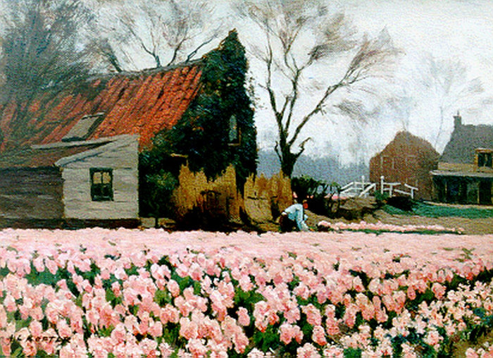 Tulip field in Heemstede by Antonie Lodewijk Koster,A3(16x12