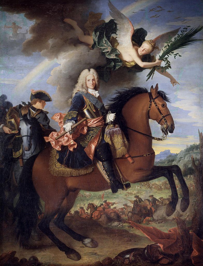 Equestrian portrait of Philip V of Spain, vintage artwork by Jean Ranc, 12x8" (A4) Poster