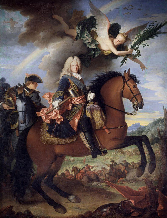 Equestrian portrait of Philip V of Spain, vintage artwork by Jean Ranc, 12x8" (A4) Poster