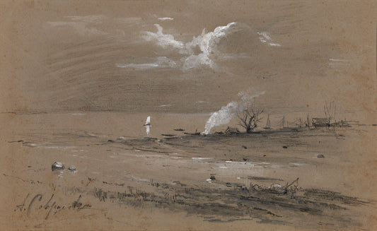 Fishermen's Camp, vintage artwork by Alexei Kondratyevich Savrasov, 12x8" (A4) Poster