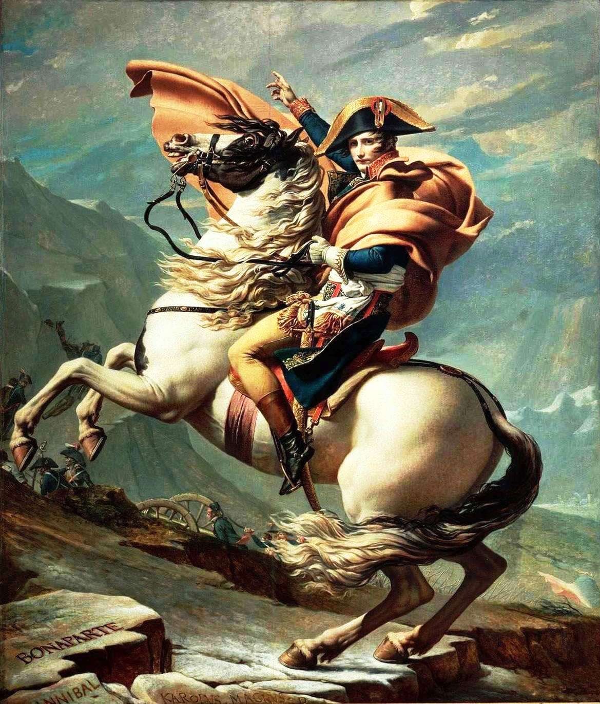 Napoleon Crossing the Alps (Malmaison), vintage artwork by Jacques-Louis David, 12x8" (A4) Poster