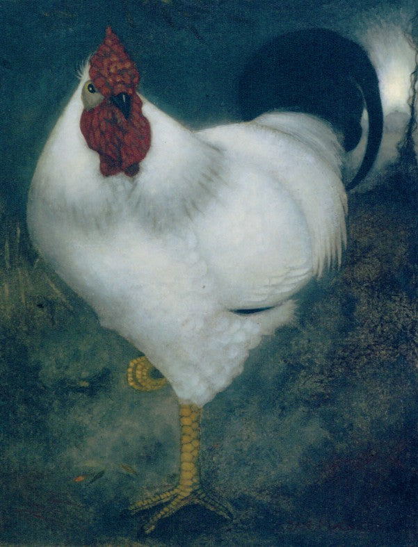 A White Rooster, vintage artwork by Jan Mankes, 12x8" (A4) Poster