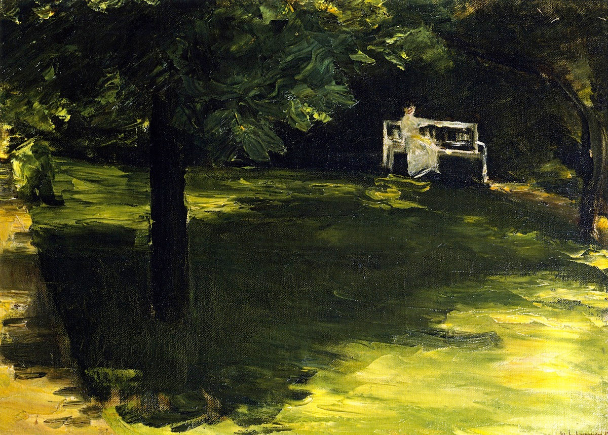 Bench beneath the Chestnut Tree in the Wannsee Garden, vintage artwork by Max Liebermann, 12x8" (A4) Poster