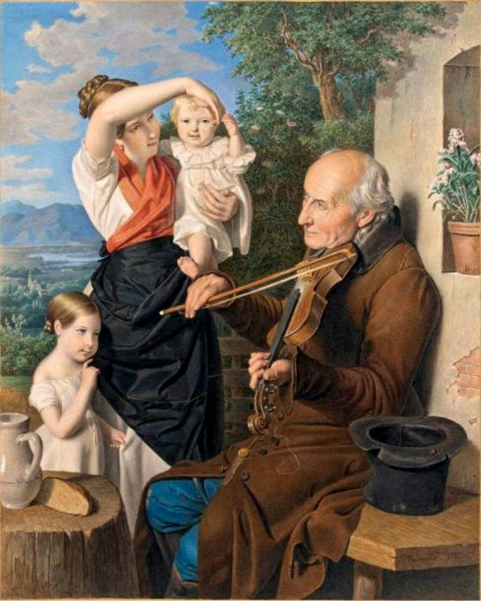 The Old Violinst, vintage artwork by Ferdinand Georg Waldmüller, A3 (16x12") Poster Print