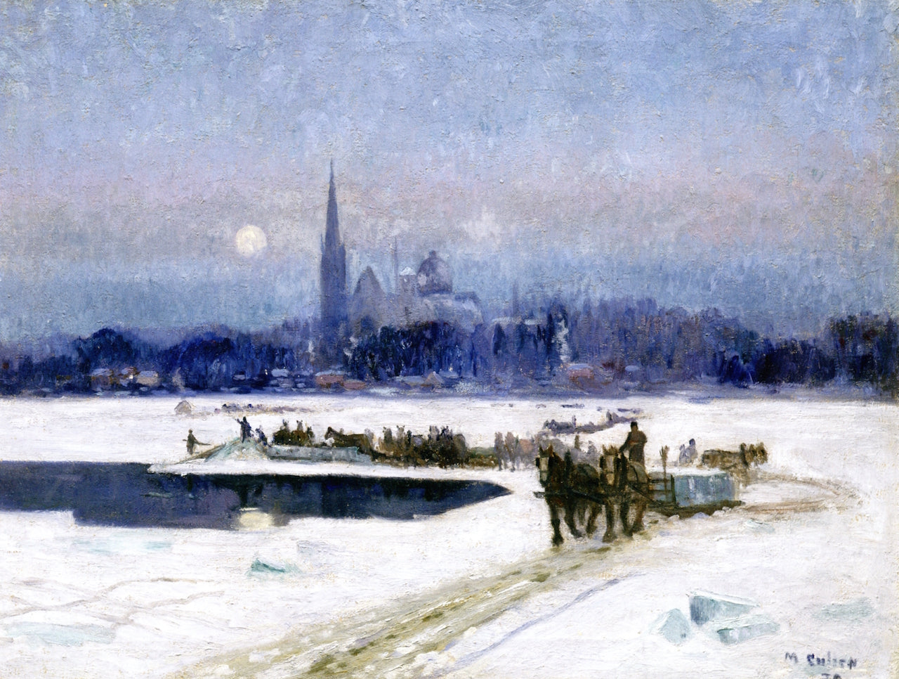 Ice Cutters, Longueil by Maurice Cullen,A3(16x12")Poster