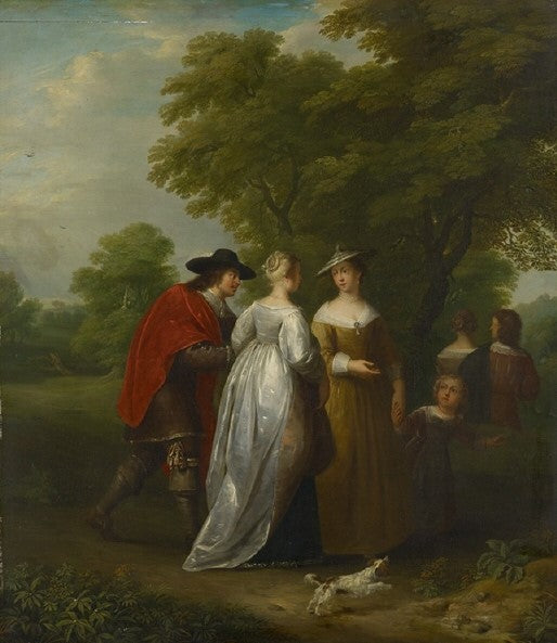 The Promenade, vintage artwork by Jan van Mieris, 12x8" (A4) Poster