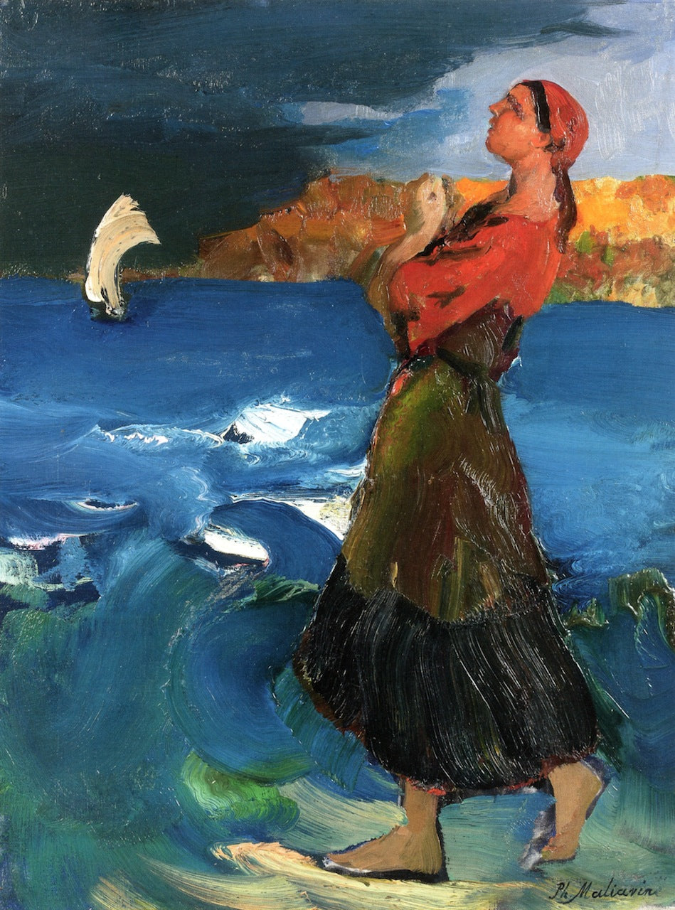 Woman by the River by Filipp Andreevich Maliavin,A3(16x12")Poster