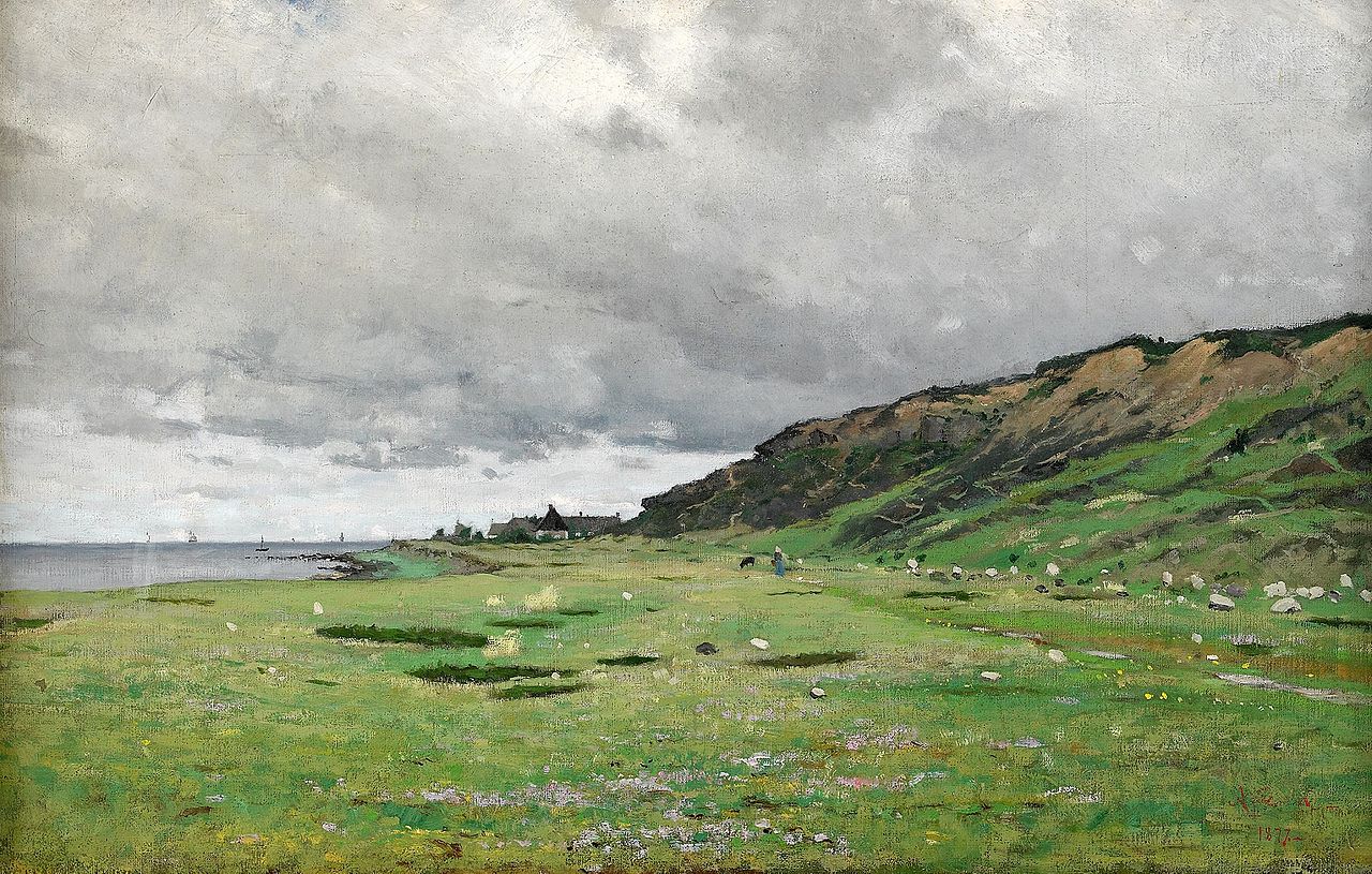 Coastal Landscape, Normandy, vintage artwork by Knut Axel Lindman, 12x8" (A4) Poster