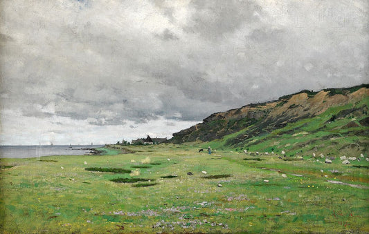 Coastal Landscape, Normandy, vintage artwork by Knut Axel Lindman, 12x8" (A4) Poster