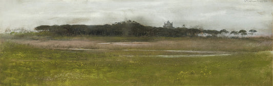 The Villa Chigi in Castel Fusano, Rome, vintage artwork by Giulio Aristide Sartorio, 12x8" (A4) Poster