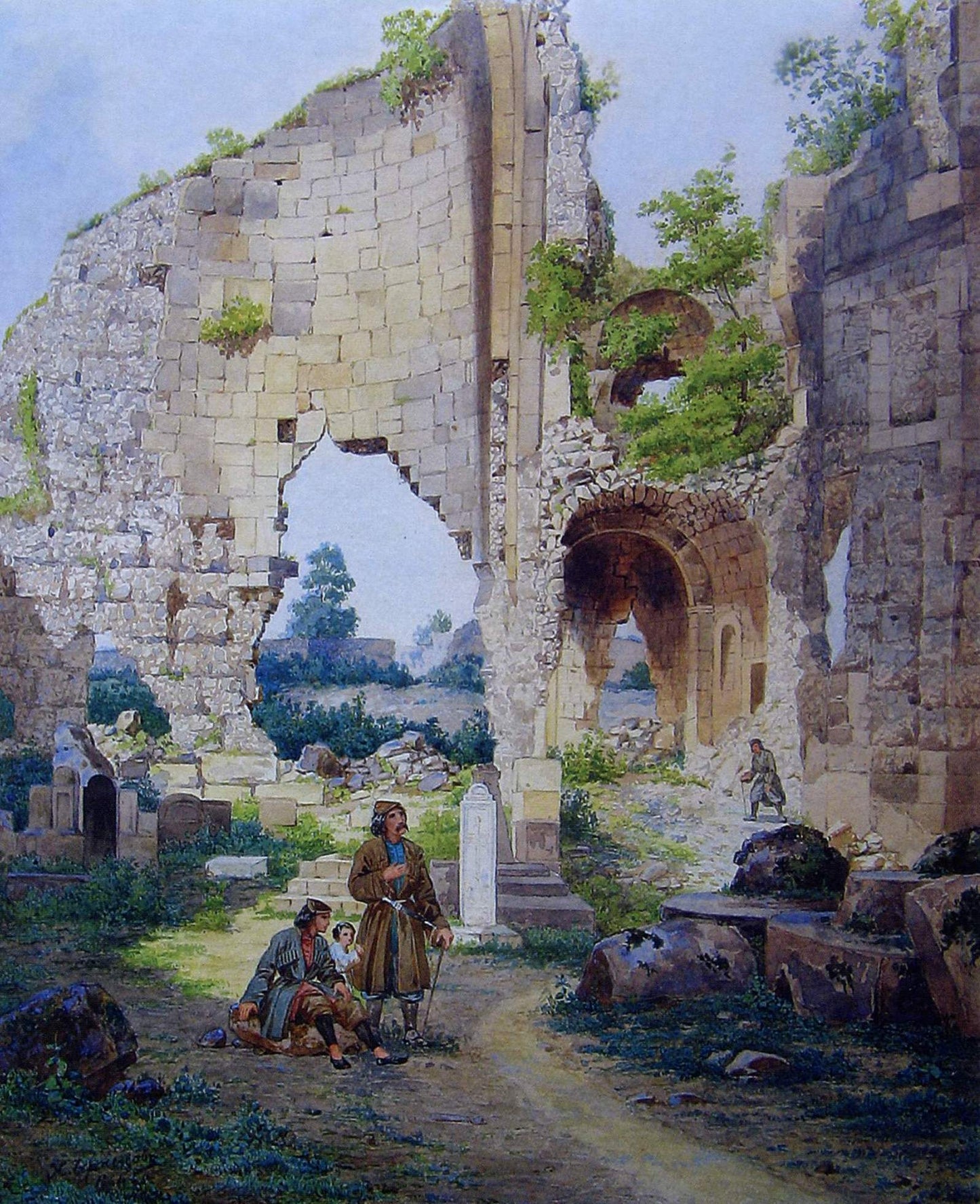 Kutaisi Cathedral, vintage artwork by Nikanor Chernetsov, A3 (16x12") Poster Print