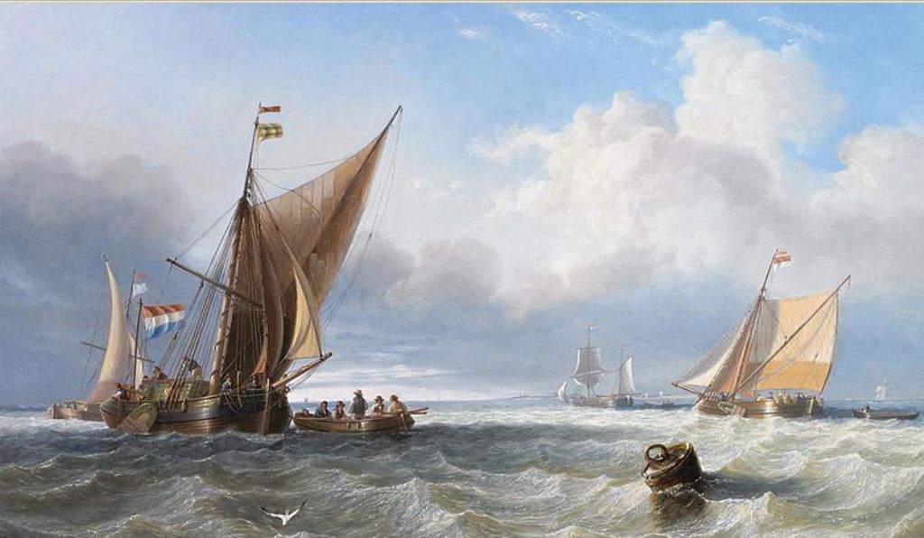 Off the Dutch coast, vintage artwork by John Wilson Carmichael, A3 (16x12") Poster Print