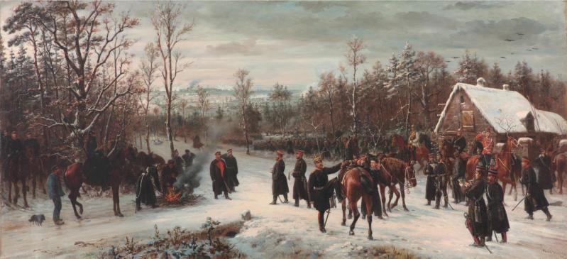 Arrival of Prince Frederick Charles on the Battlefield of Vionville, vintage artwork by Conrad Freyberg, 12x8" (A4) Poster