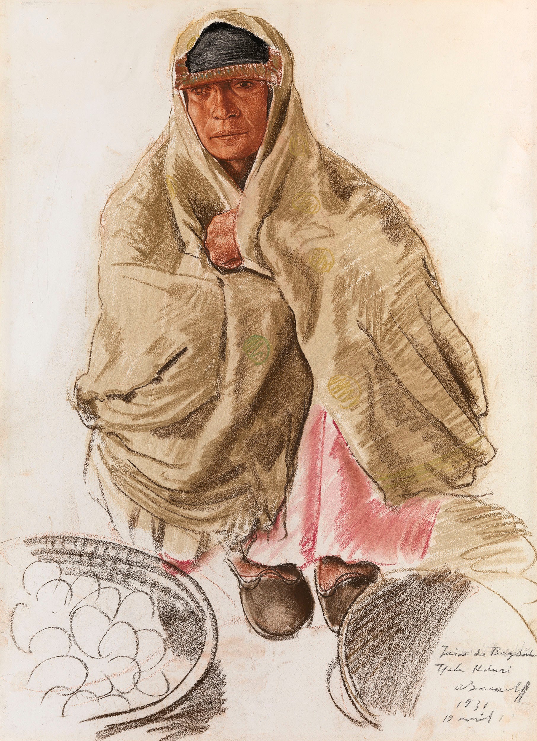 Hala Kaduri, a Baghdadi Jew, vintage artwork by Alexander Evgenievich Yakovlev, 12x8" (A4) Poster