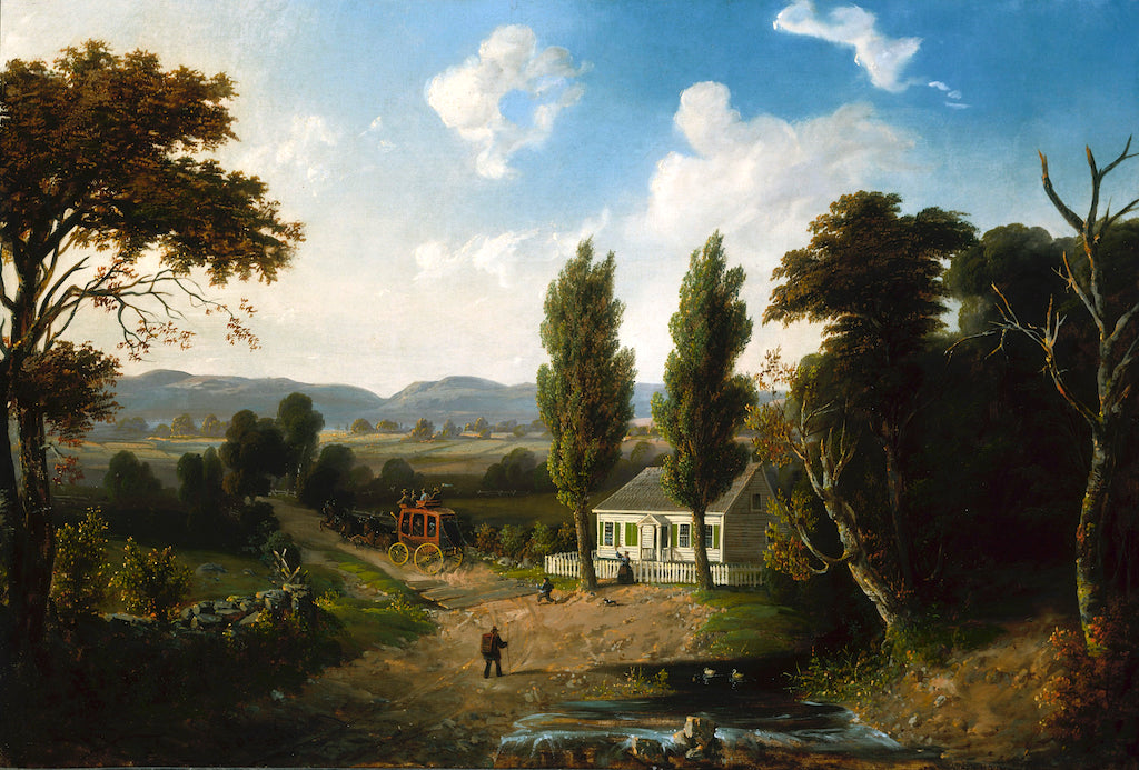Landscape with Stagecoach, vintage artwork by Henry Boese, 12x8" (A4) Poster