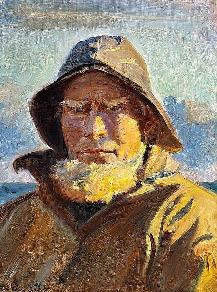 Fisherman Lars Kruse from Skagen, vintage artwork by Michael Peter Ancher, 12x8" (A4) Poster