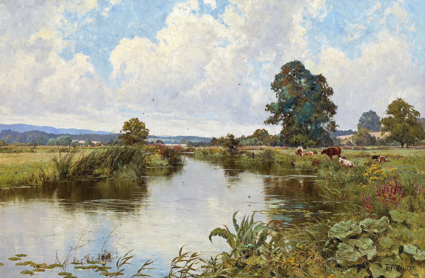 The Rother at Fittleworth, vintage artwork by Edward Wilkins Waite, 12x8" (A4) Poster
