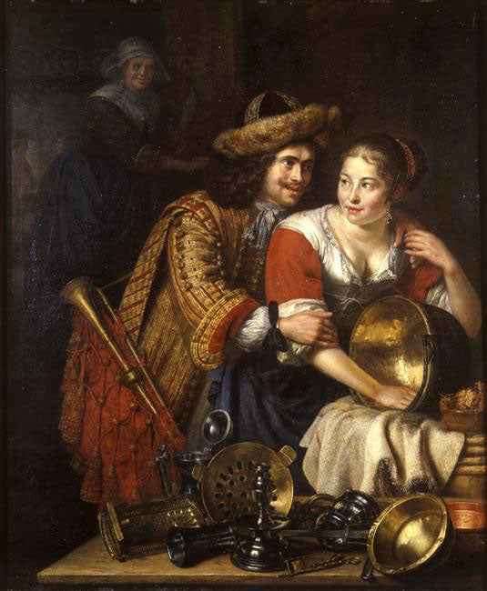 Le Trompette et la Servante, vintage artwork by Pieter Leermans, 12x8" (A4) Poster