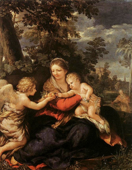 Holy Family Resting on the Flight to Egypt, vintage artwork by Pietro da Cortona, 12x8" (A4) Poster