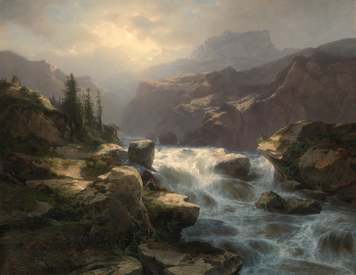 Waterfall at Handeck, vintage artwork by Alexandre Calame, A3 (16x12") Poster Print