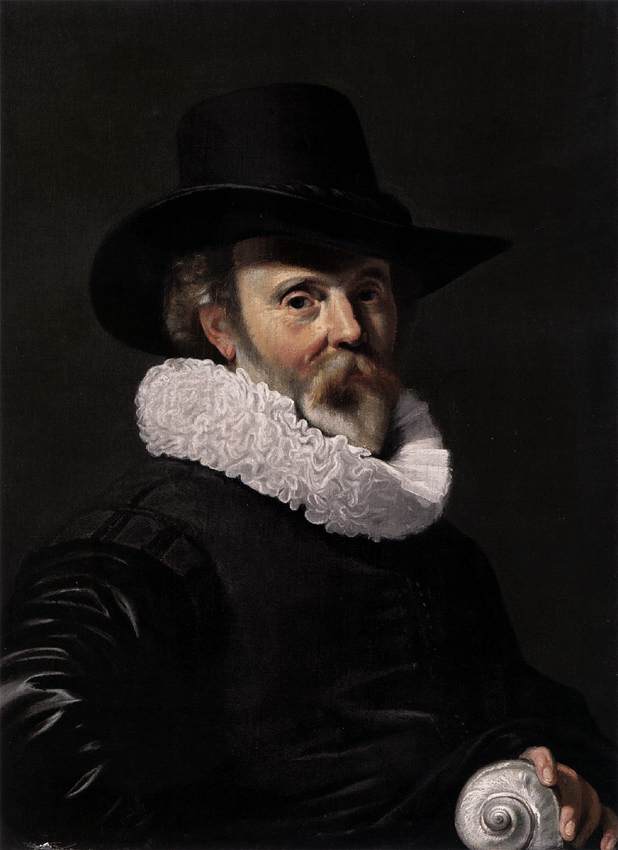 Portrait of a Man with a Shell, vintage artwork by Thomas de Keyser, 12x8" (A4) Poster