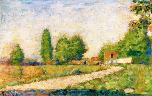 The Edge of the Village, vintage artwork by Georges Seurat, 12x8" (A4) Poster
